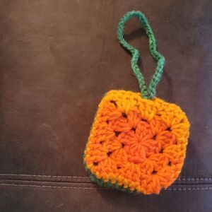 Handmade Orange and Green Crochet Pouch